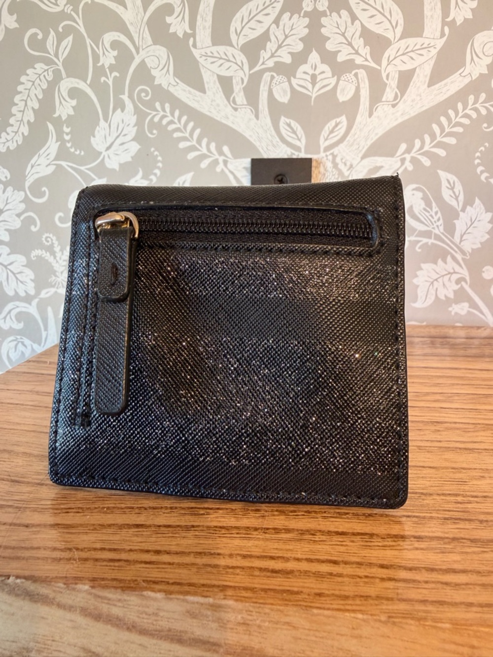 Kate Spade Glitter Mini Snap Wallet Black & Silver EUC - Picture 3 of 12